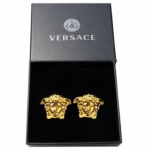 Versace Large Medusa Head Gold Plated Pierced / Post Back Earrings